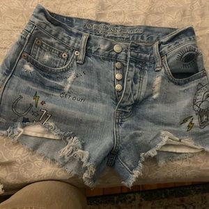 American Eagle size 0 button up / high rise jean shorts